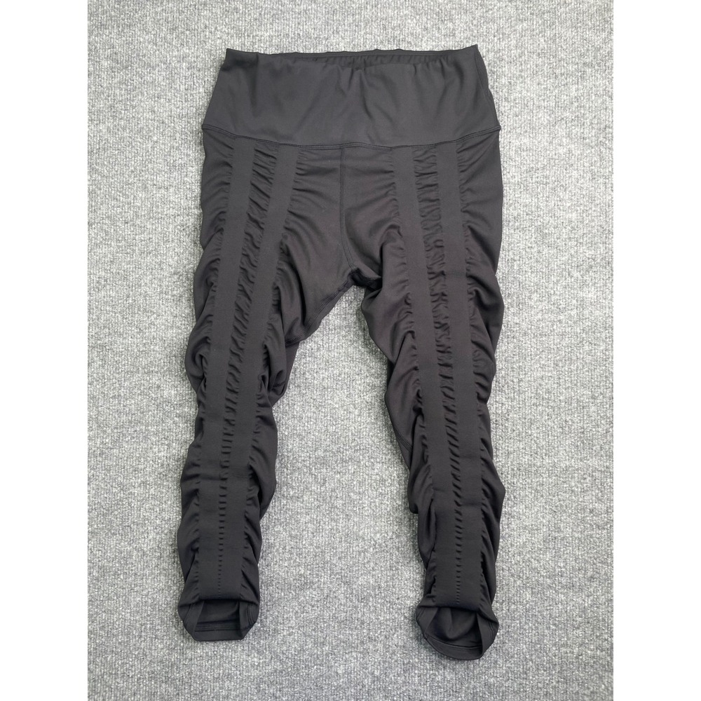Sweetflexx Resistance Leggings Women 8 Black Ruched High Waist Workout Capri